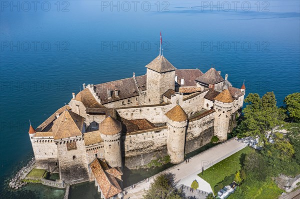 Aerial of the Chillon Castle