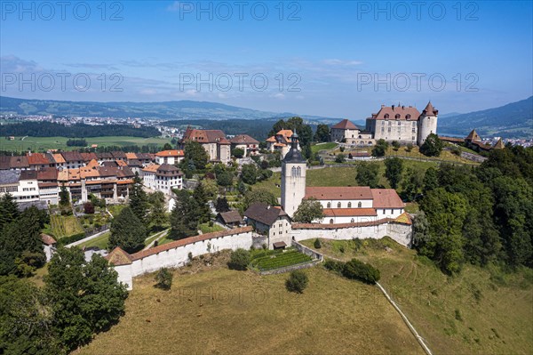 Aerial of the Gruyere castle
