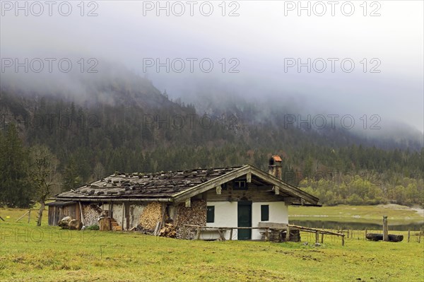 Alpine hut between Reit im Winkl and Ruhpolding at Mittersee