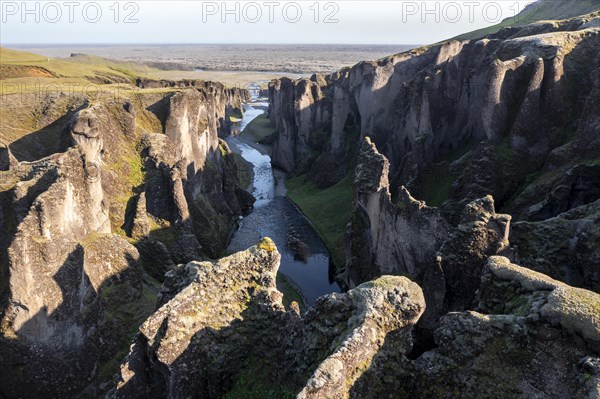 Aerial view of Fjaorargljufur Canyon