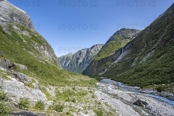 River Kjenndalselva in the glacial valley of the Kjenndalsbreen glacier