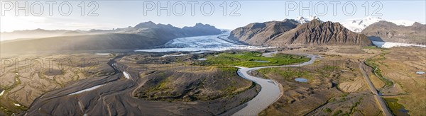 Glacier river in front of Mountains