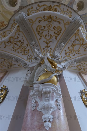 Sculpture of Maria immaculata under the gallery in the Dreifaltigkeitskirche Kappl