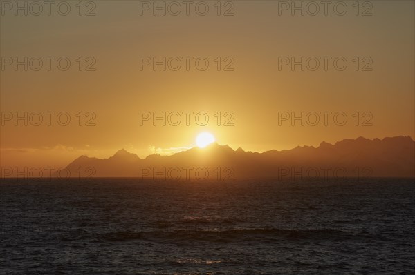 Sunrise over the mountain scenery of South Georgia