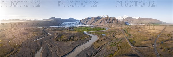 Glacier river in front of Mountains