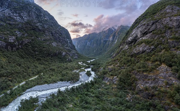 River Kjenndalselva in the glacial valley of the Kjenndalsbreen glacier