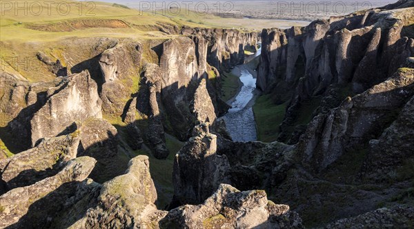 Aerial view of Fjaorargljufur Canyon