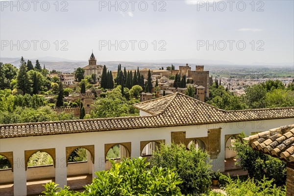 Generalife Moorish palace with green courtyard in Alhambra