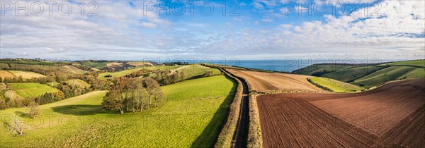 Autumn over Devon fields and farms