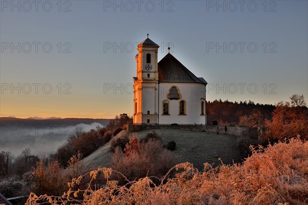 Marienberg pilgrimage church at sunrise