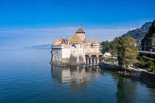 Aerial of the Chillon Castle