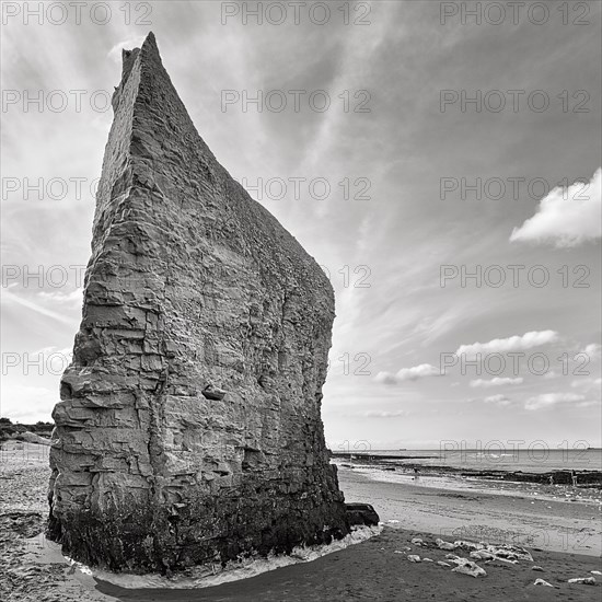 Single chalk cliff on beach