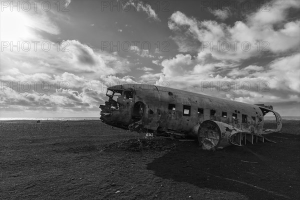 Plane wreckage on the lava beach of Solheimasandur