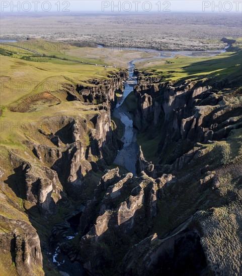 Aerial view of Fjaorargljufur Canyon