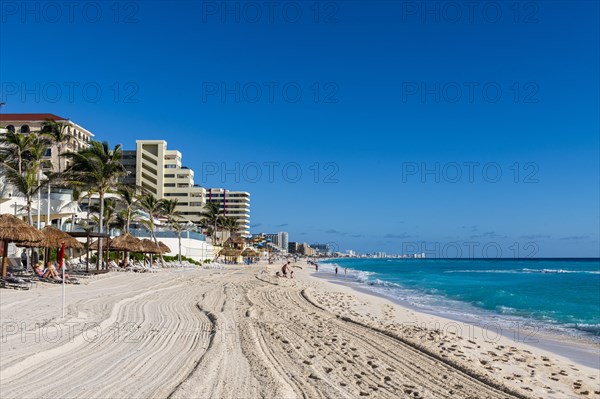 White sand beach in the hotel zone of Cancun