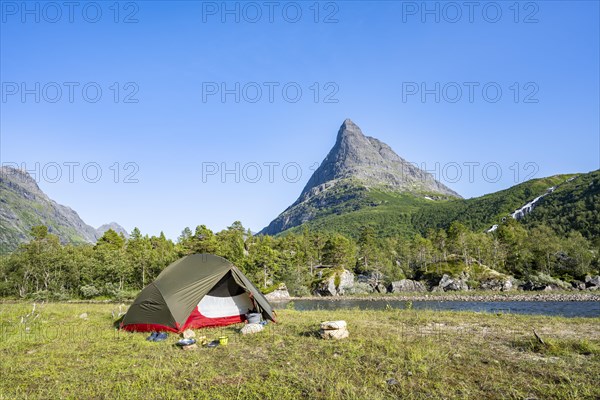 Tent by the lake Innerdalsvatna