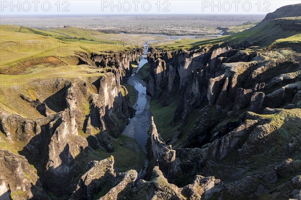 Aerial view of Fjaorargljufur Canyon