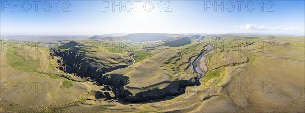 Aerial view of Fjaorargljufur Canyon