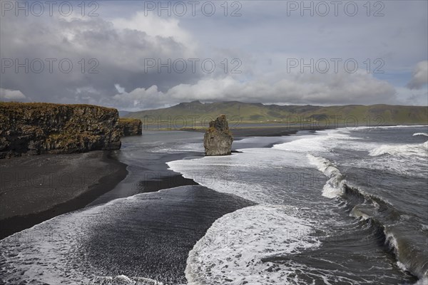 View of black sand beach