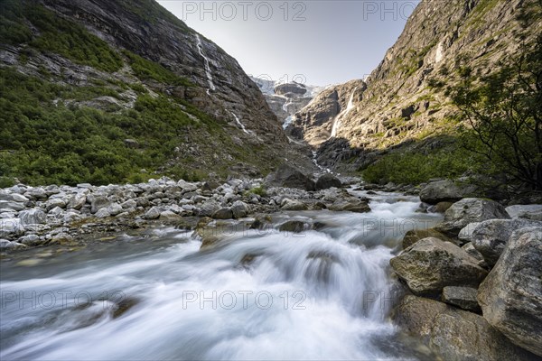 Kjenndalsbreen glacier with glacier river