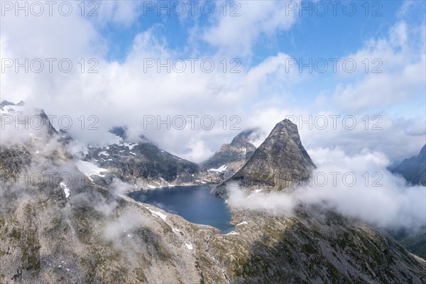 View of lake Bispevatnet and mountain Bispen