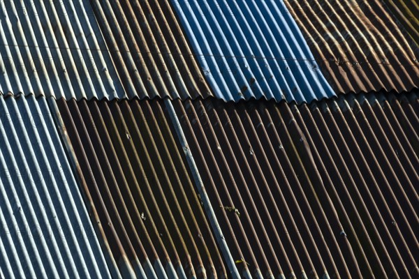 Rusty corrugated iron roofing