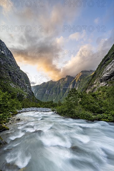 River Kjenndalselva in the glacial valley of the Kjenndalsbreen glacier