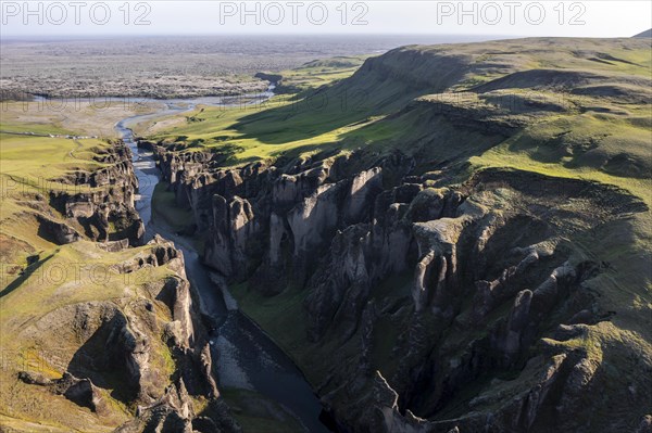 Aerial view of Fjaorargljufur Canyon