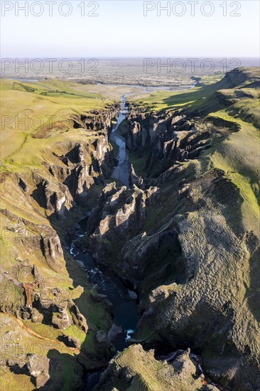 Aerial view of Fjaorargljufur Canyon