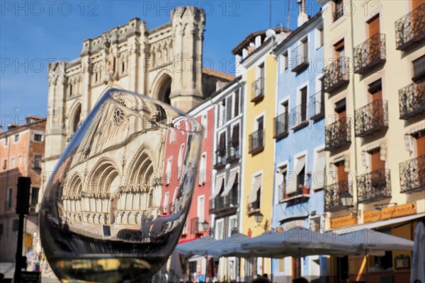 Cuenca Cathedral through a wine glass