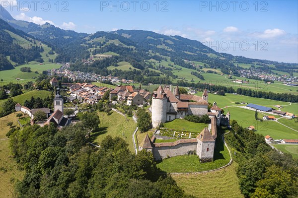 Aerial of the Gruyere castle