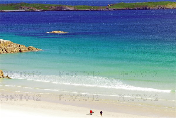 Two people on a lonely long beach