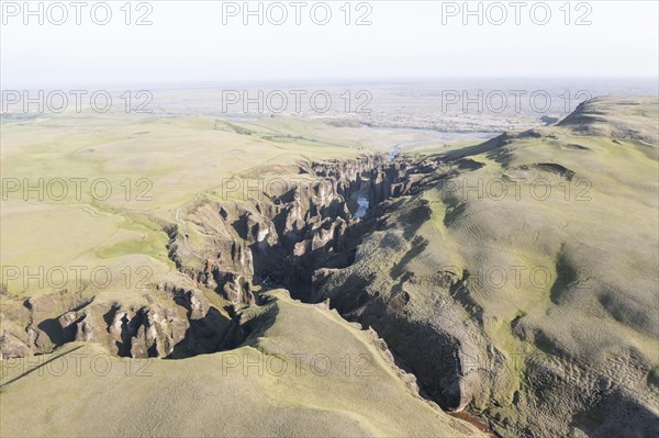 Aerial view of Fjaorargljufur Canyon