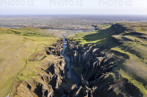 Aerial view of Fjaorargljufur Canyon