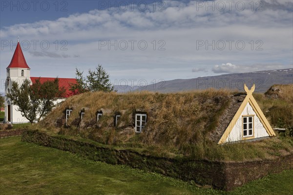 Church and sod houses