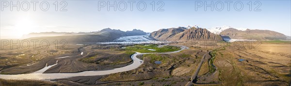 Glacier river in front of Mountains