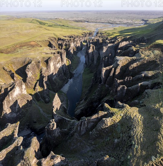 Aerial view of Fjaorargljufur Canyon