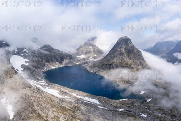 View of lake Bispevatnet and mountain Bispen