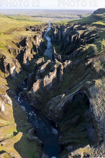 Aerial view of Fjaorargljufur Canyon