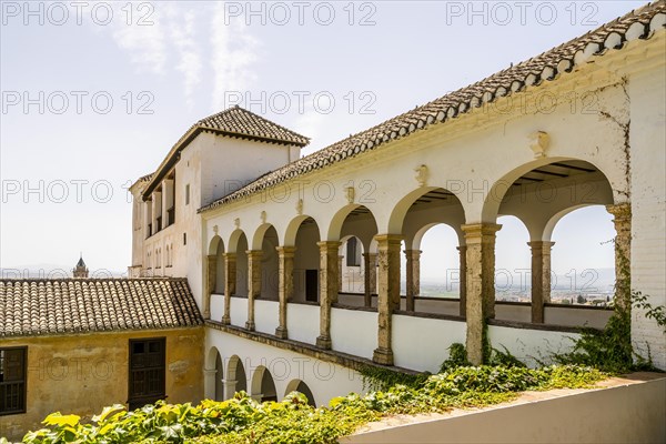 Generalife Moorish palace with green courtyard in Alhambra