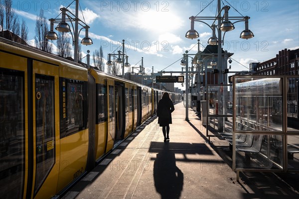 Trains at the terminus of the underground station Warschauer Strasse