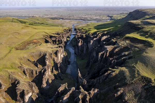 Aerial view of Fjaorargljufur Canyon