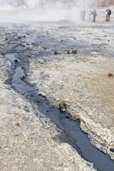 Tourists in the geothermal area Hverir