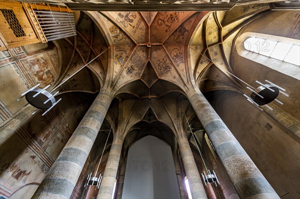 Interior of the Benedictine Convent of St. John in Mustair on the Swiss alps