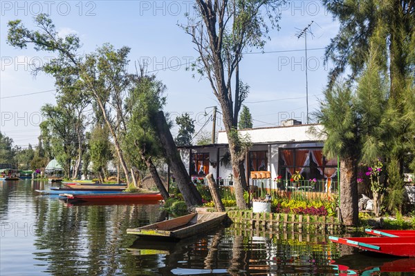 Colourful boats on the aztec canal system