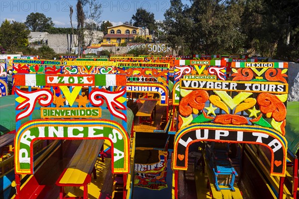 Colourful boats on the aztec canal system