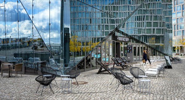 The entrance to a restaurant in The Cube office building at the main railway station