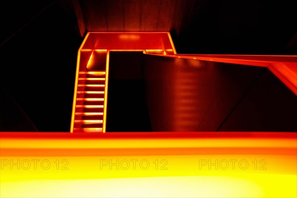 Illuminated staircase in the Ruhr Museum at Zeche Zollverein