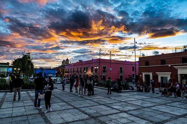 Square before the Church of Santo Domingo de Guzman at sunset