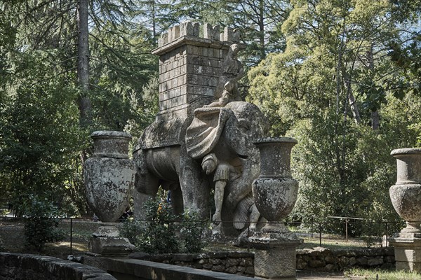 Elephant fighting with soldier